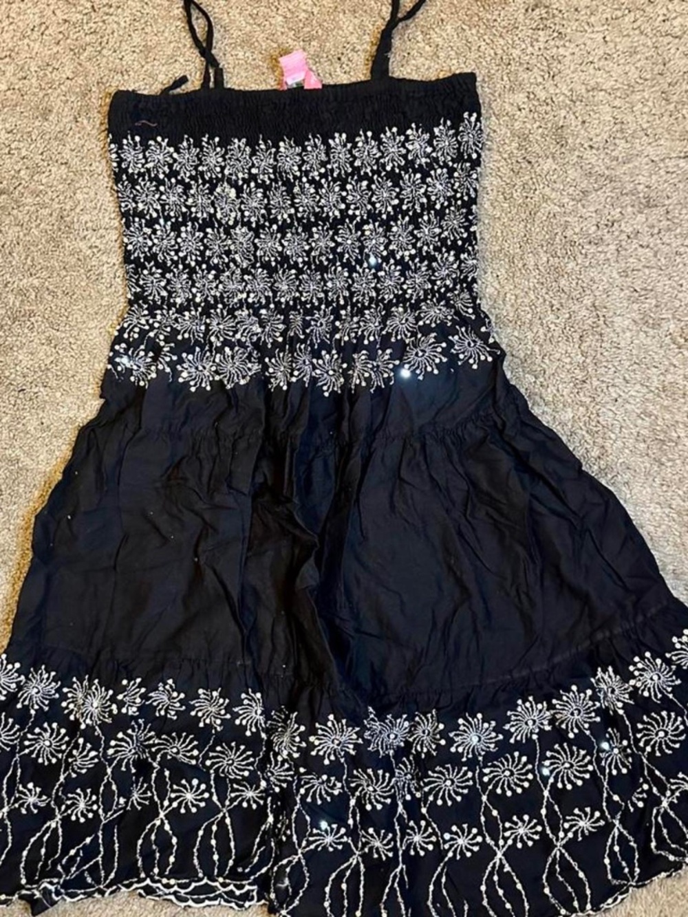 Black and White Sequin Vacation Dress